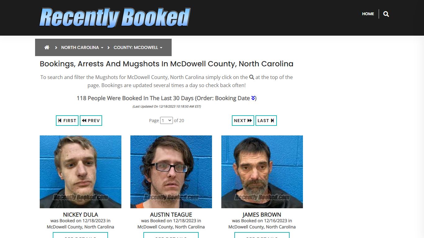 Bookings, Arrests and Mugshots in McDowell County, North Carolina